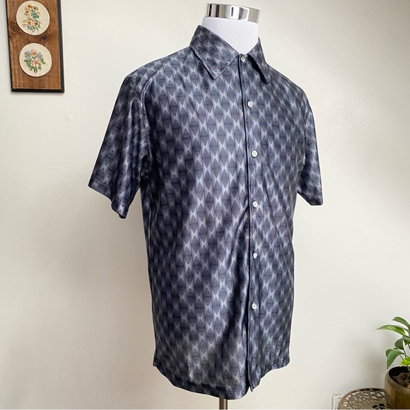 Vintage 90s Geometric Metallic Button Up Shirt - Picture 11 of 15